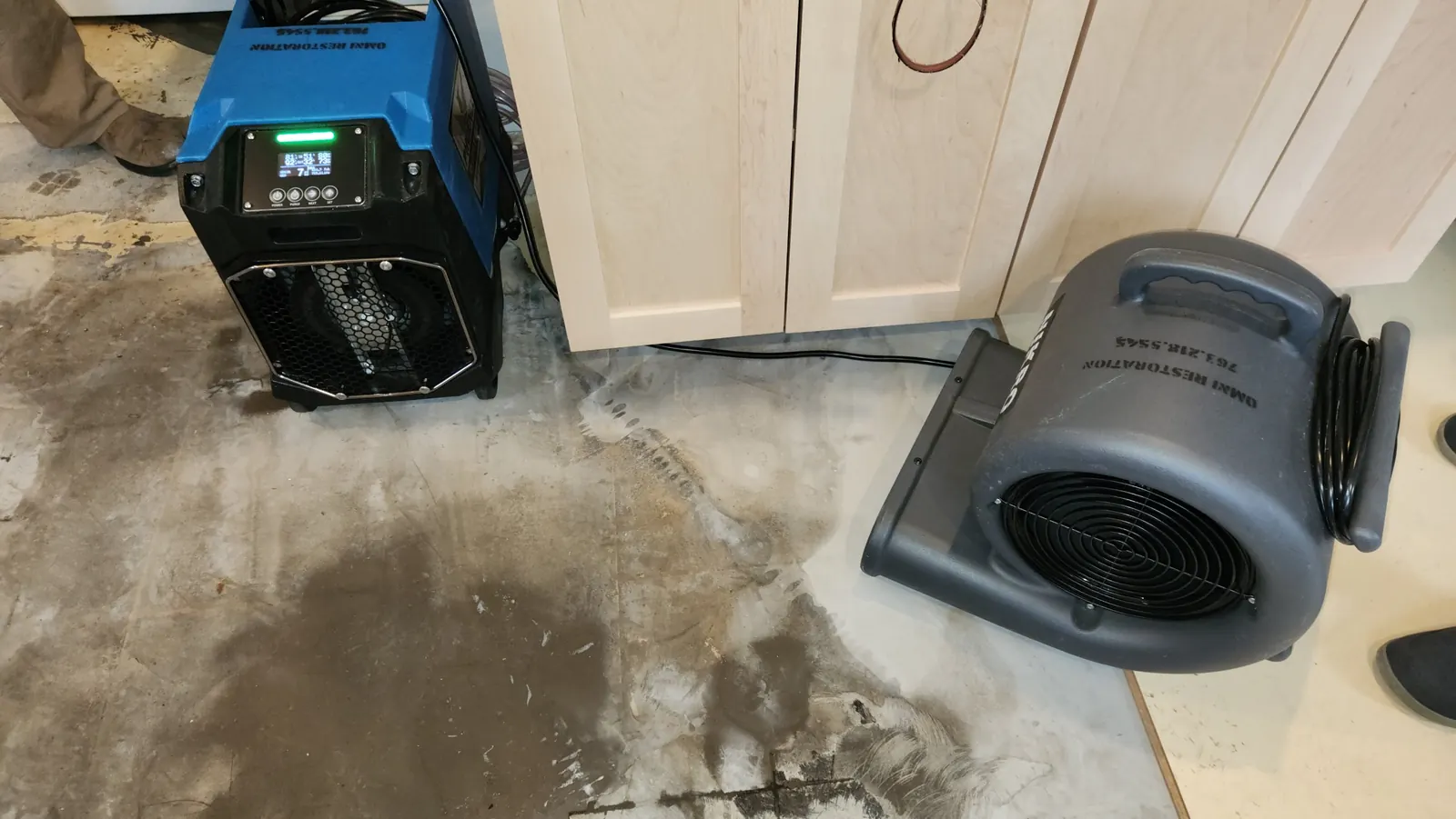 Omni Restoration drying equipment set up after water damage